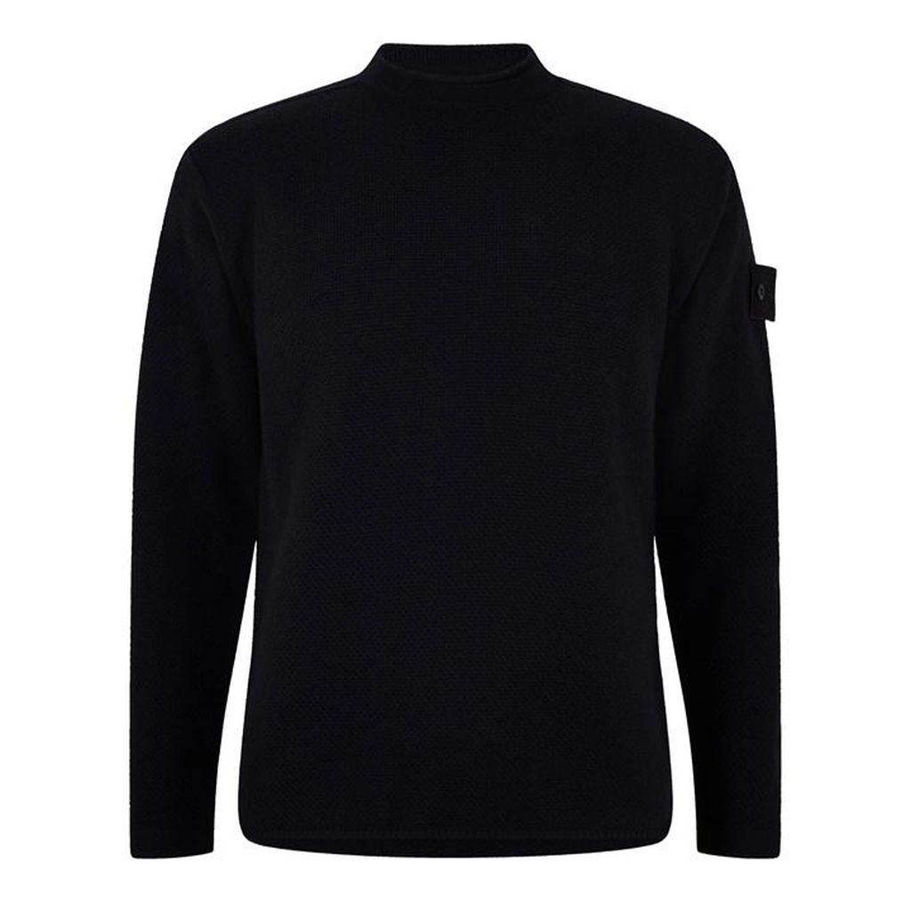Stone Island Ghost Mock Neck Knit In Geelong Wool - Blue